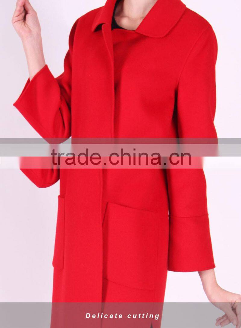 2016 New Design Spring Medium Length Women Slim Fit Wool Coat