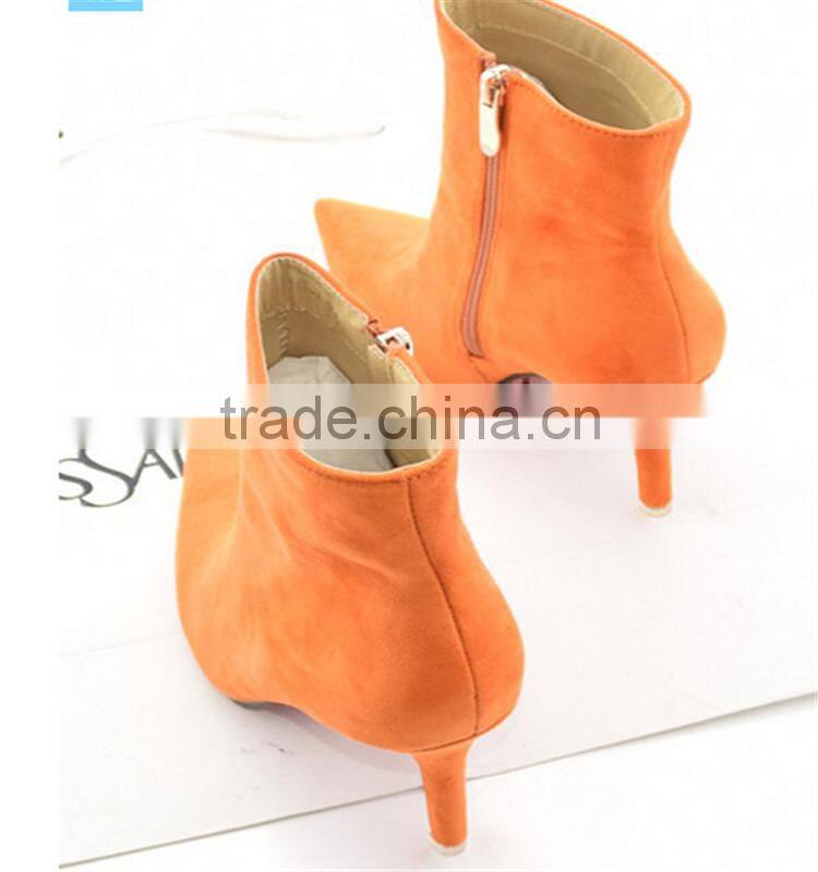 Suede orange 7cm sexy lady boot high heel winter snow boots with certificate