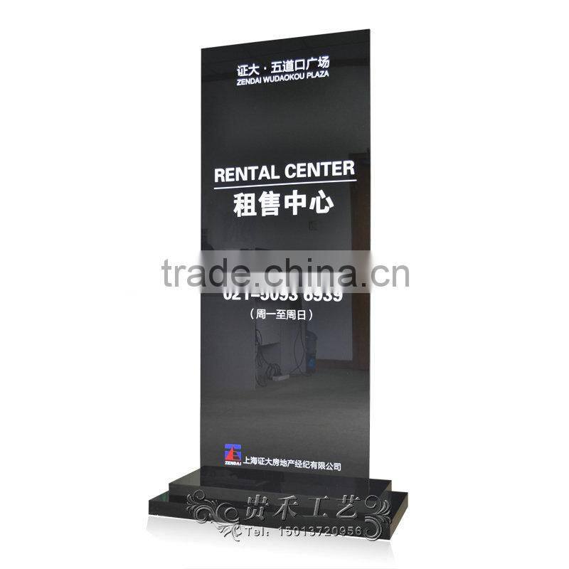 Demure design Acrylic poster display stand for house property ,black acrylic display stand