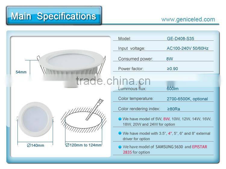 AC100-240V lifud isolated driver led downlight 4'' 8w