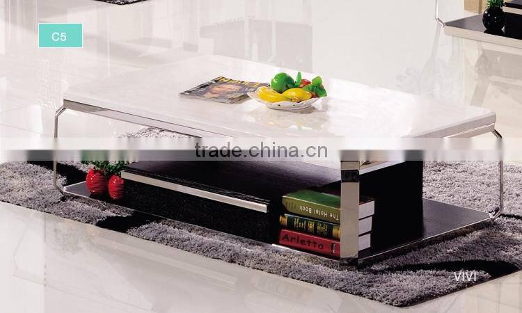 Hot sales C5 modern stainless steel frame mable coffee table