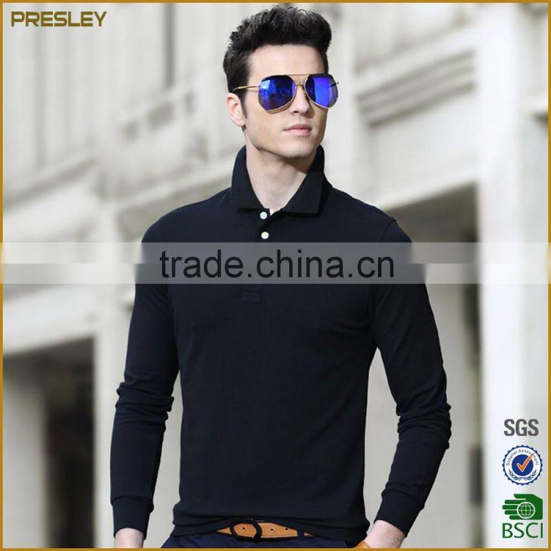 wholesale price black longsleeve men's Polo t shirts