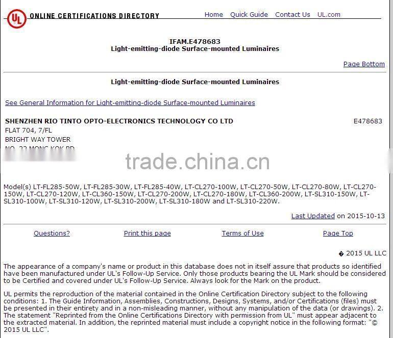 100w 120w 150w high lumen 130lm/w led canopy light for gas station