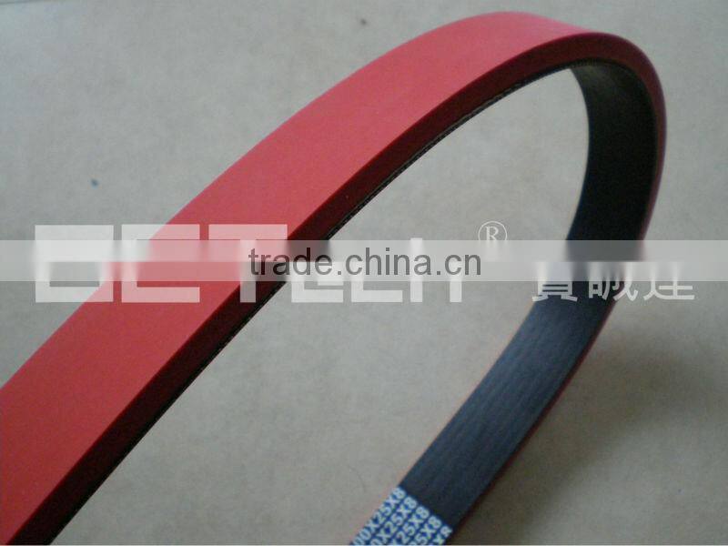 Rubber flat belt coat with vulcanized rubber