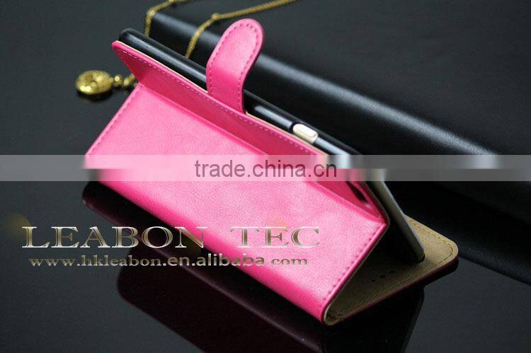 LEABON TEC new hot selling leather wallet case for iphone 6 plus, cell phone cover, mobile phone leather case for iphone 6 plus