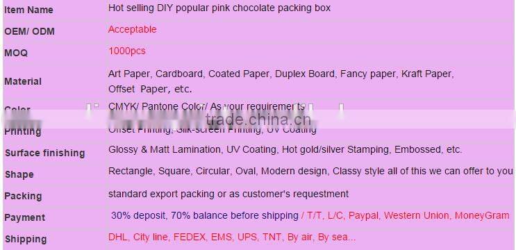 High quanlity hot sale paper packaging box popular style packaging box china supplier