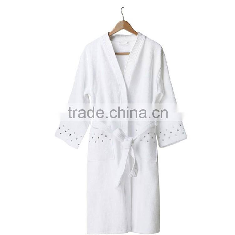 fancy western white cotton bathrobe