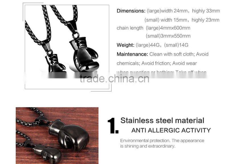 2016 New Technology Mens Black Boxing Gloves Antique Necklace