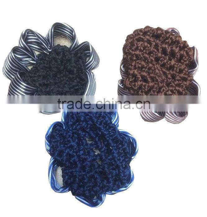 striple satin fabric crochet hair snood bun cover hairnet snood cover