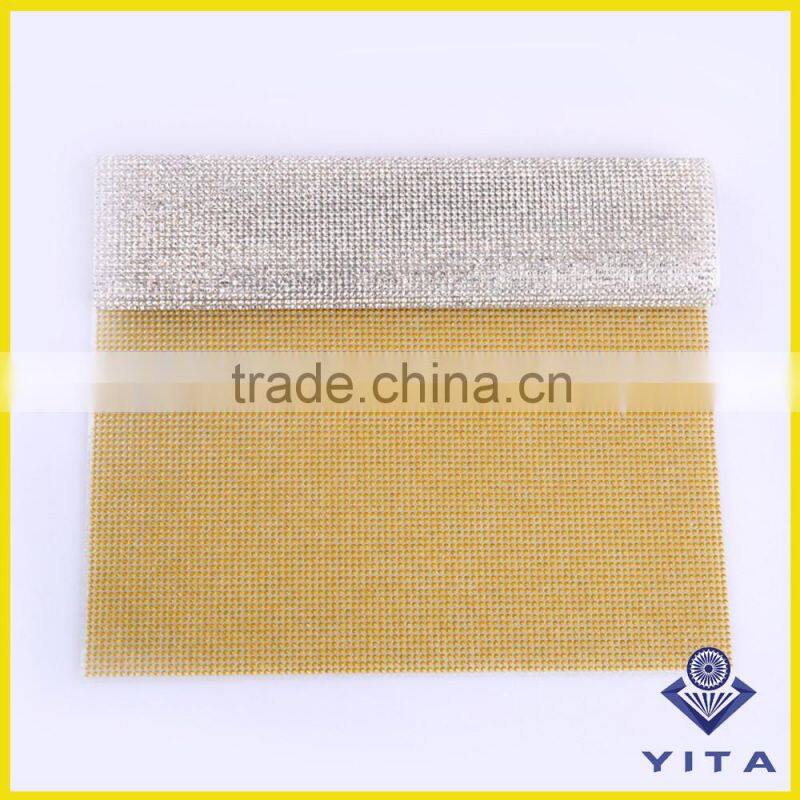 Fashion 24cm*40cm hot fix crystal rhinestone mesh sheet for bag