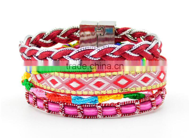 2015 New Arrival Fashion handmade braided brazil style French magnetic clap friendship zircon bracelets
