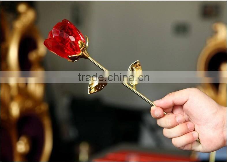 2015 New design clearly color best seller factory directly sale crystal rose flower