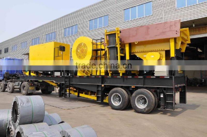 Wheel movable stone crushing plant, Tire mobile stone crushing plant, Portable stone crushing plant