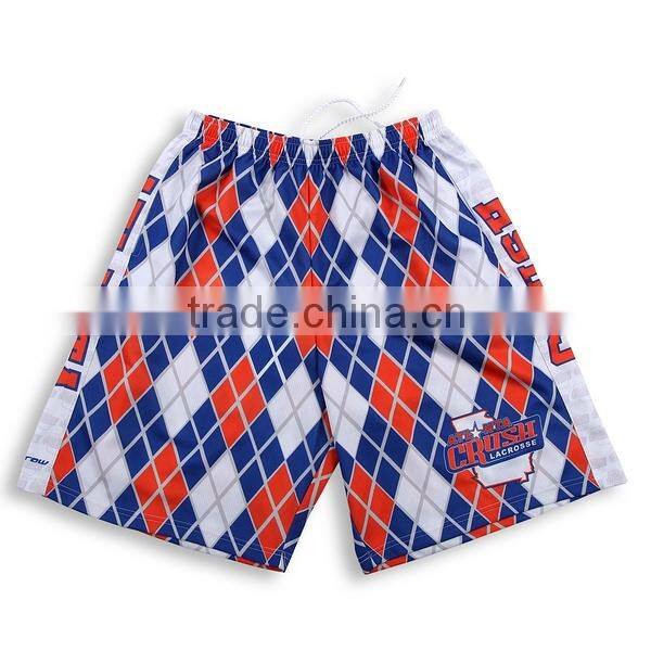 Wholesale sublimation 100 polyester dri fit argyle design lacrosse shorts