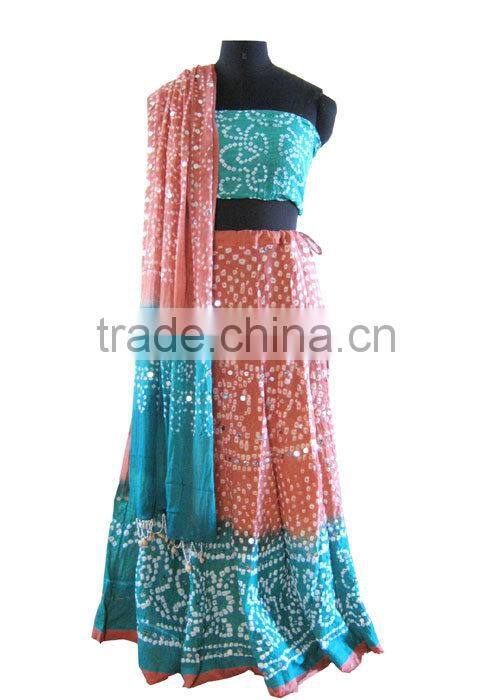 Buy Jaipuri Bandhej Cotton Lehenga choli