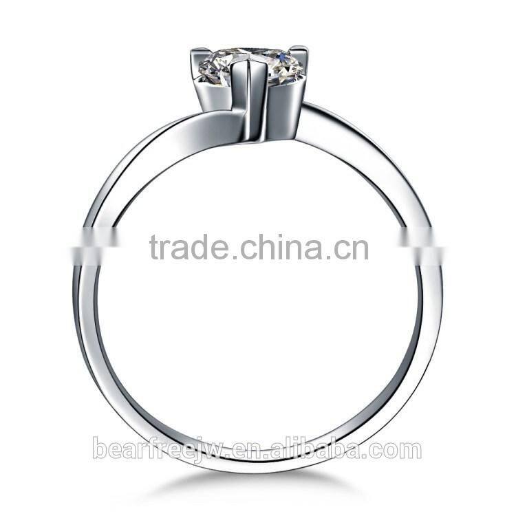 Engagement White Gold Plated CZ Promise love Wedding Rings 925 sterling silver