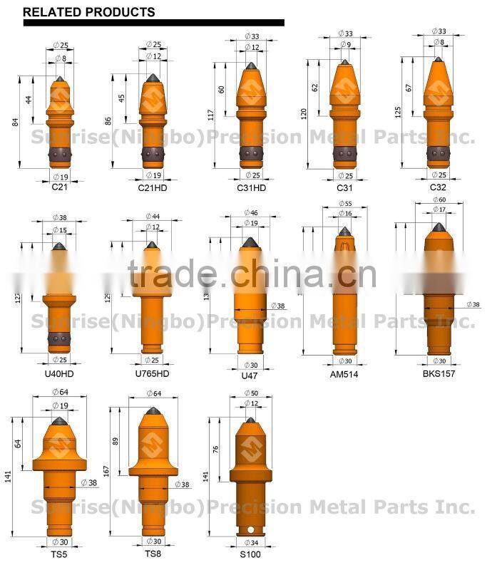 R60T Roadheader cutting teeth conical bit tunnel drill picks excavator crusher pick for hard rock