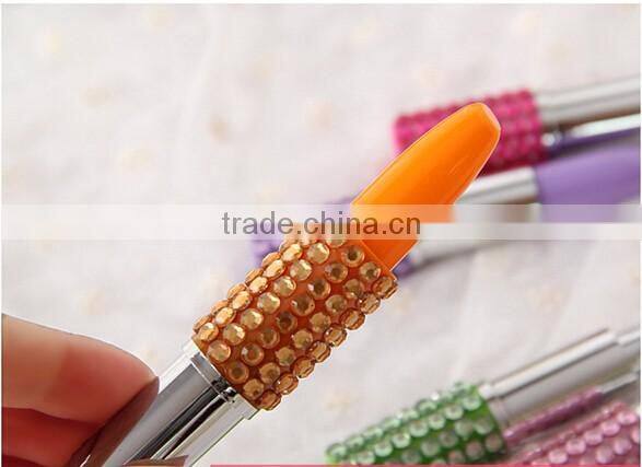 Creative Plastic Lipstick Ball-point Pen With Rhinestone