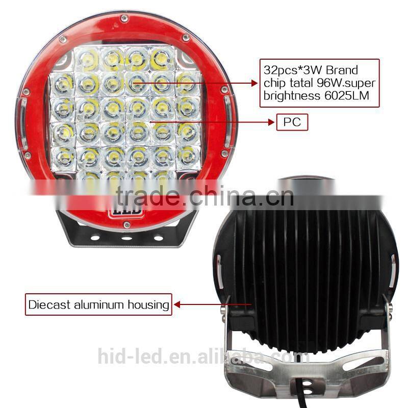 Truck tailer car Jeep 4x4 auto parts LED headlight type lighting,96W led driving light round,super brightness 96W LED work light