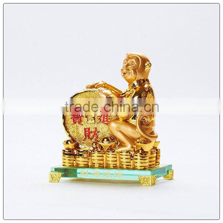 24K Golden color resin money statue , resin animal decoration , fengshui statue