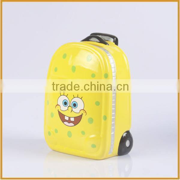 yellow ceramic coin bank for kids suitcase shape in money boxes