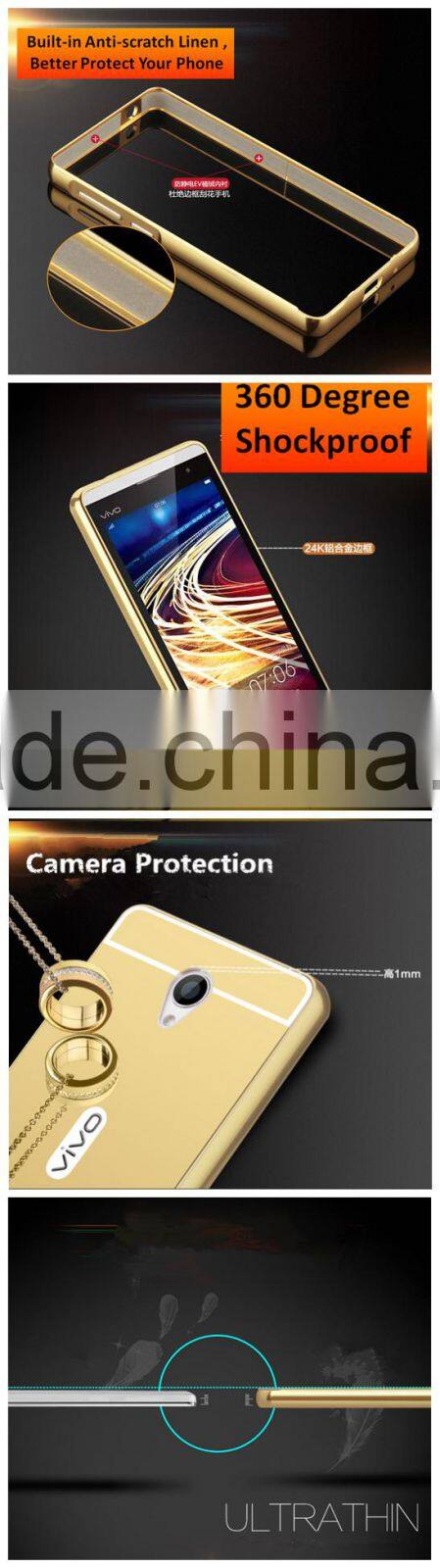 Samco Luxury Air Aluminum Metal Bumper Detachable + Mirror Hard Back Case, 2 in 1 Ultra Thin for Vivo Y28 Mobile Phone Cover