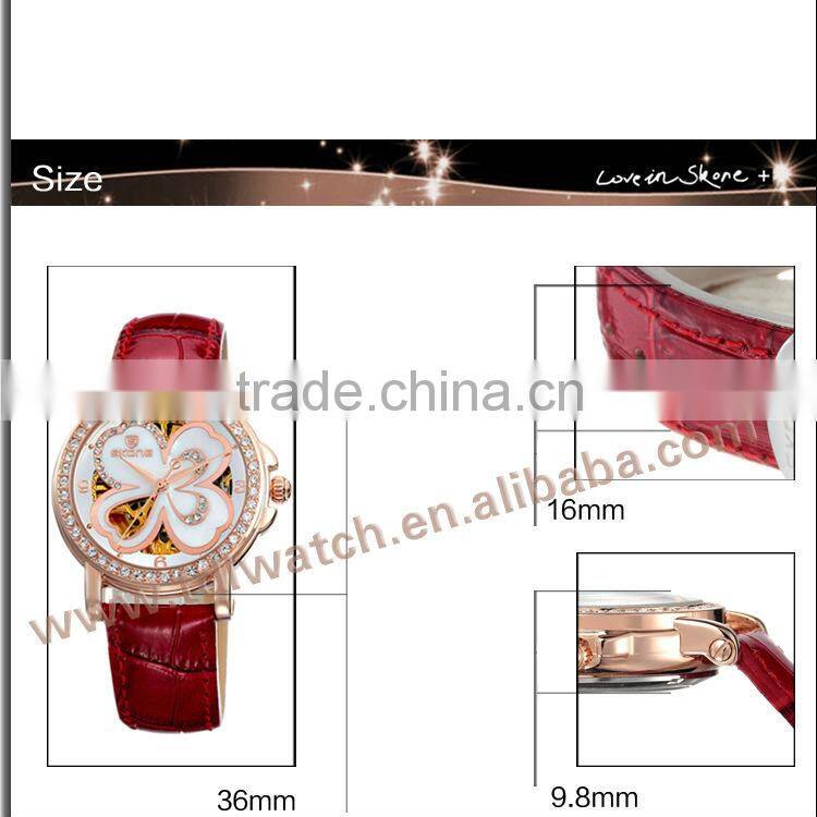 Newest Genuine Leather Skeleton Leather Wrist Watch