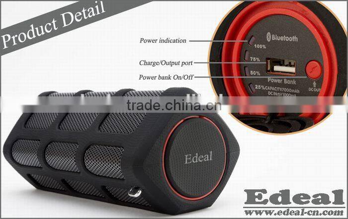 7000mAh waterproof bluetooth speaker with power bank function