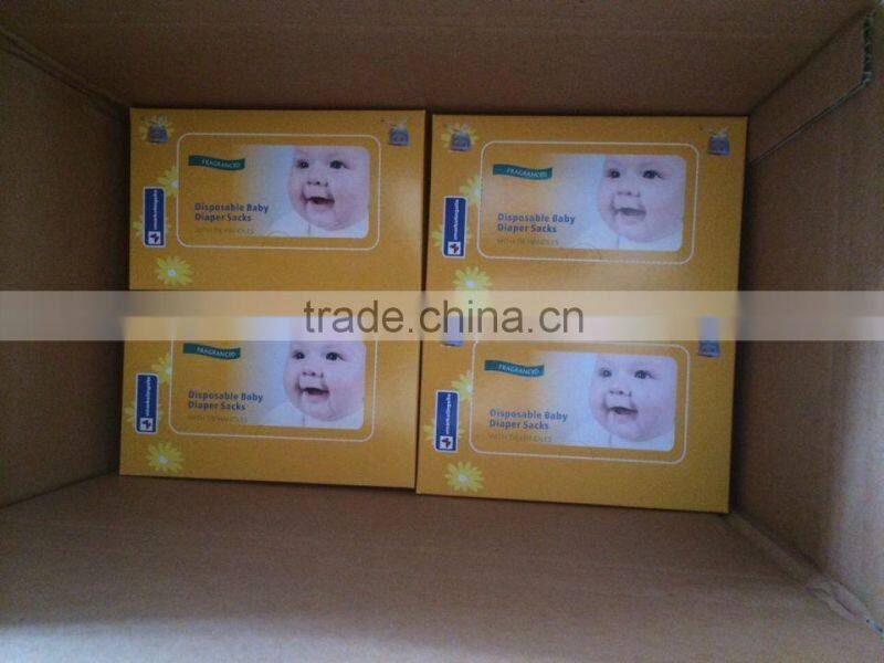 Disposable Orange Fragranced Handle Scented Baby Disposable Diaper Sacks