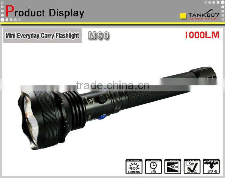 Super bright police led rechargeable flashlight TANK007 M60 XM-L2