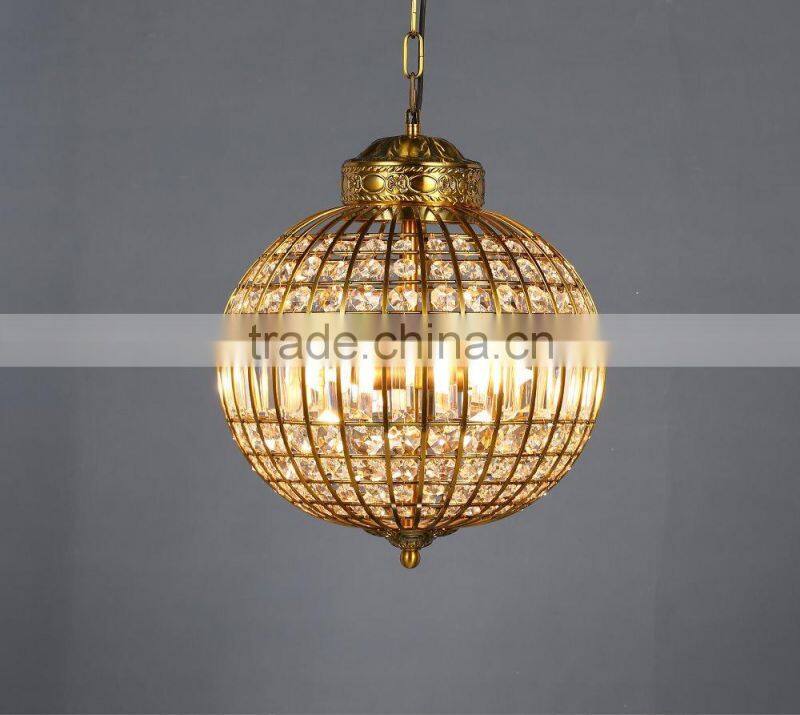 New design calssic blue black shade arched support round ball decor white printing fabric crystal chandelier pendant light