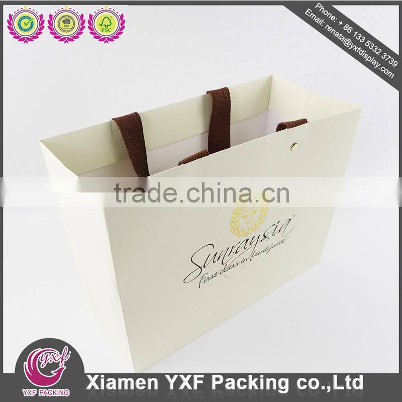 PP webbing Handle Bags Colored Kraft white reinforce paper Print Bag