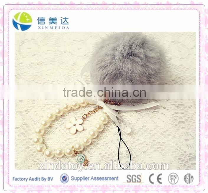 Fashion plush mobile phone and bag pendant/String of Pearls keychain plush toy