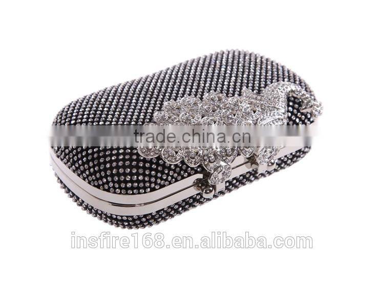 Fashion ladies handbags crystal rhinestone evening bag class peacock evening bag