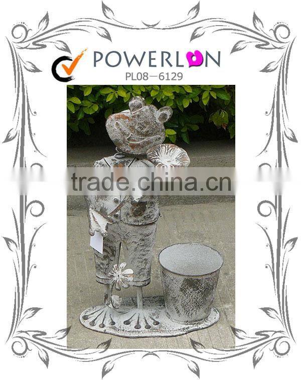 Cheap Price Unique Novelty Wrough Iron Standing Dog Plant Pot For Patio Garden Backyard I29M TS05 G00 X00 PL08-6130