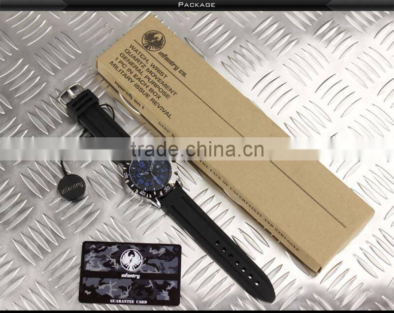 INFANTRY Luxury Men' s Date Quartz Sport Black Rubber Watch