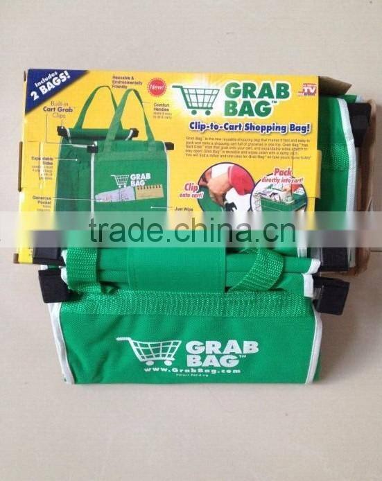 As Seen on TV Clip to Cart Reusable Shopping Grocery Bag GRAB BAG