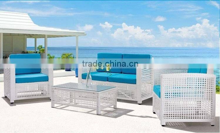 2015 New Modern Luxury White Synthetic wicker rattan outdoor garden sofa set furniture (1.2mm aluminum frame with powder coated)