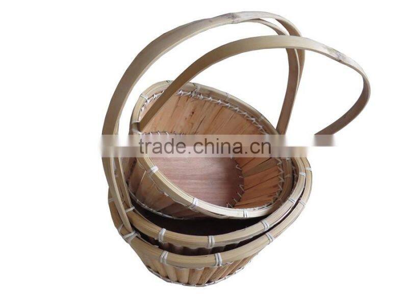 New style oval wood natural basket with handle
