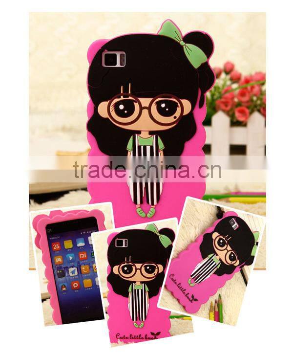 Customize popular cartoon 3d silicone cell phone case for Xiaomi Mi3
