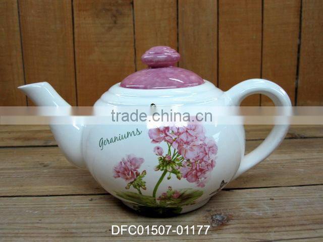 Competitive Unique Ceramic Material Teapot with Decal