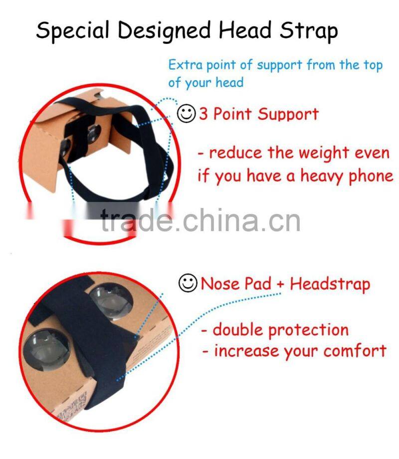 the newest Cardboard V2, Version 2 or V2.0 3D VR Virtual Reality Glasses, Nose pad, NFC for cell phone smart phone