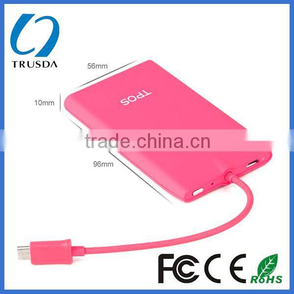 With cable external power bank for samsung galaxy s2