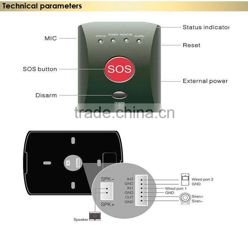 personal usage emergency phone calling elderly alarm with big SOS button