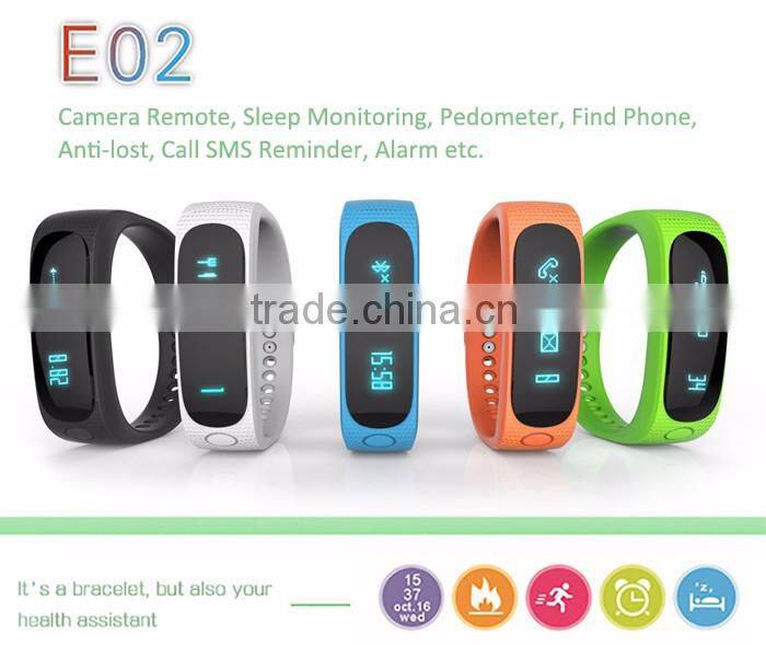 New Smart Wristband E02 digital watch for Iphone Android phone Smart Bracelet Call Remind Pedometer FitnessTracker Women Watch