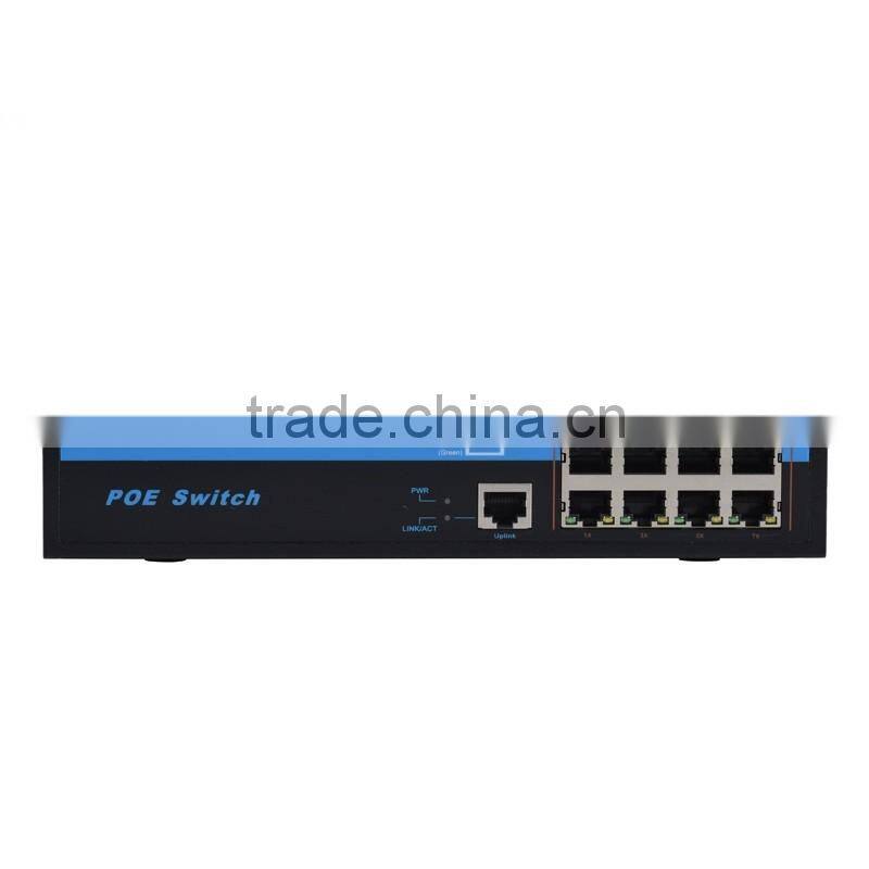 130w built-in high quality stable IEEE802.3af/at 48V 8 port POE Switch with 1 uplink