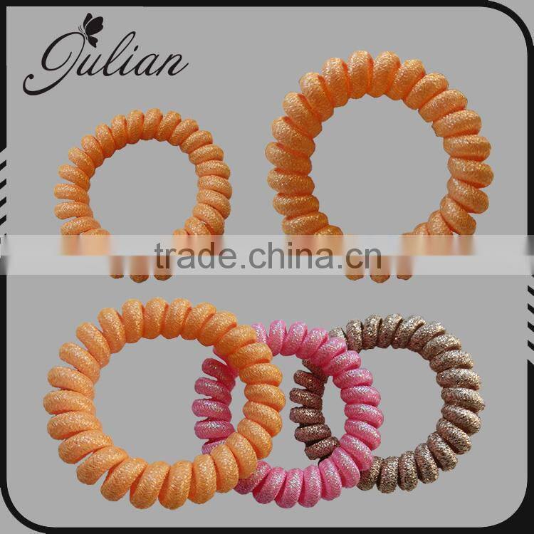 Fashion Glittering Fabric Telephone Wire Ealstic Hair Band Ponytail Holders Hair Accessories Scrunchy FHHTA0011-2