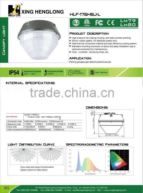 UL CUL DLC 40W Round LED canopy,parking lot LED garage fixtures with 5 years warranty