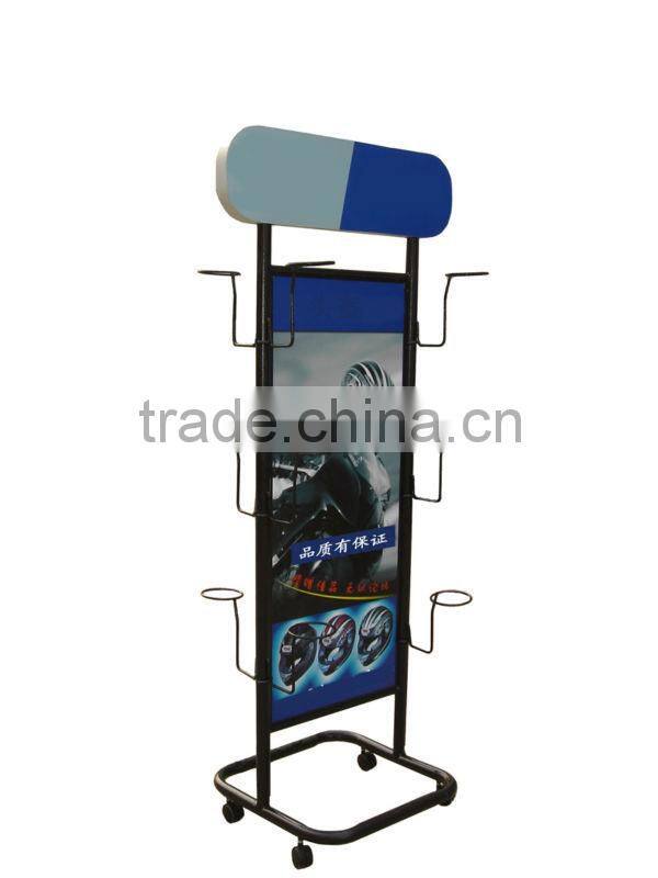 custom design motorcycle helmet hat display rack with advertisement HSX-P-126