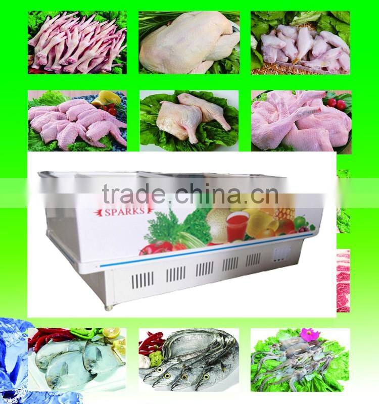 2m Glass top doors quick frozen chest freezer